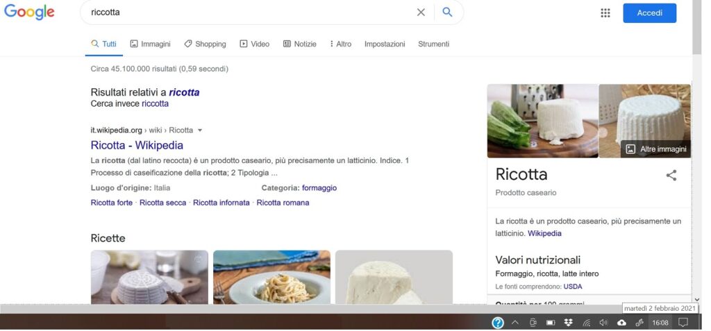 ricerca google riccotta