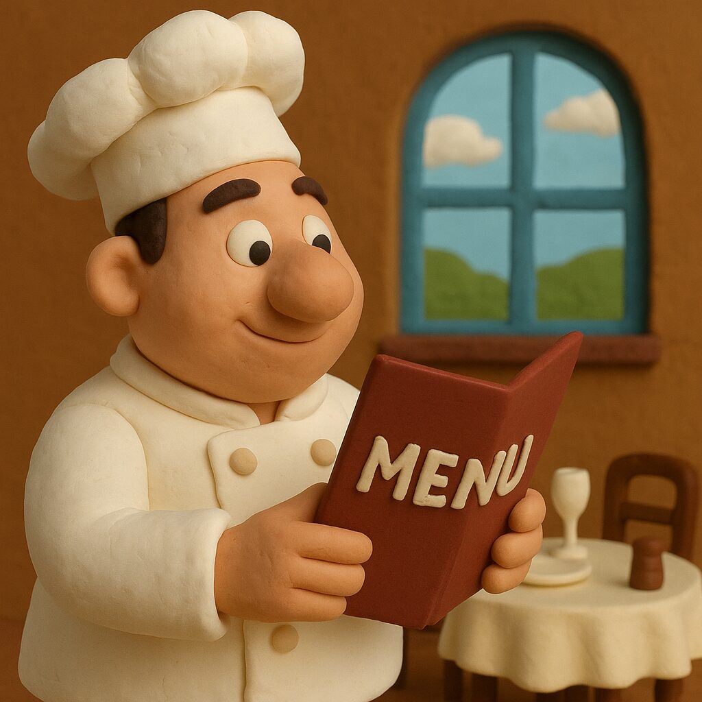 cuoco che legge il menu